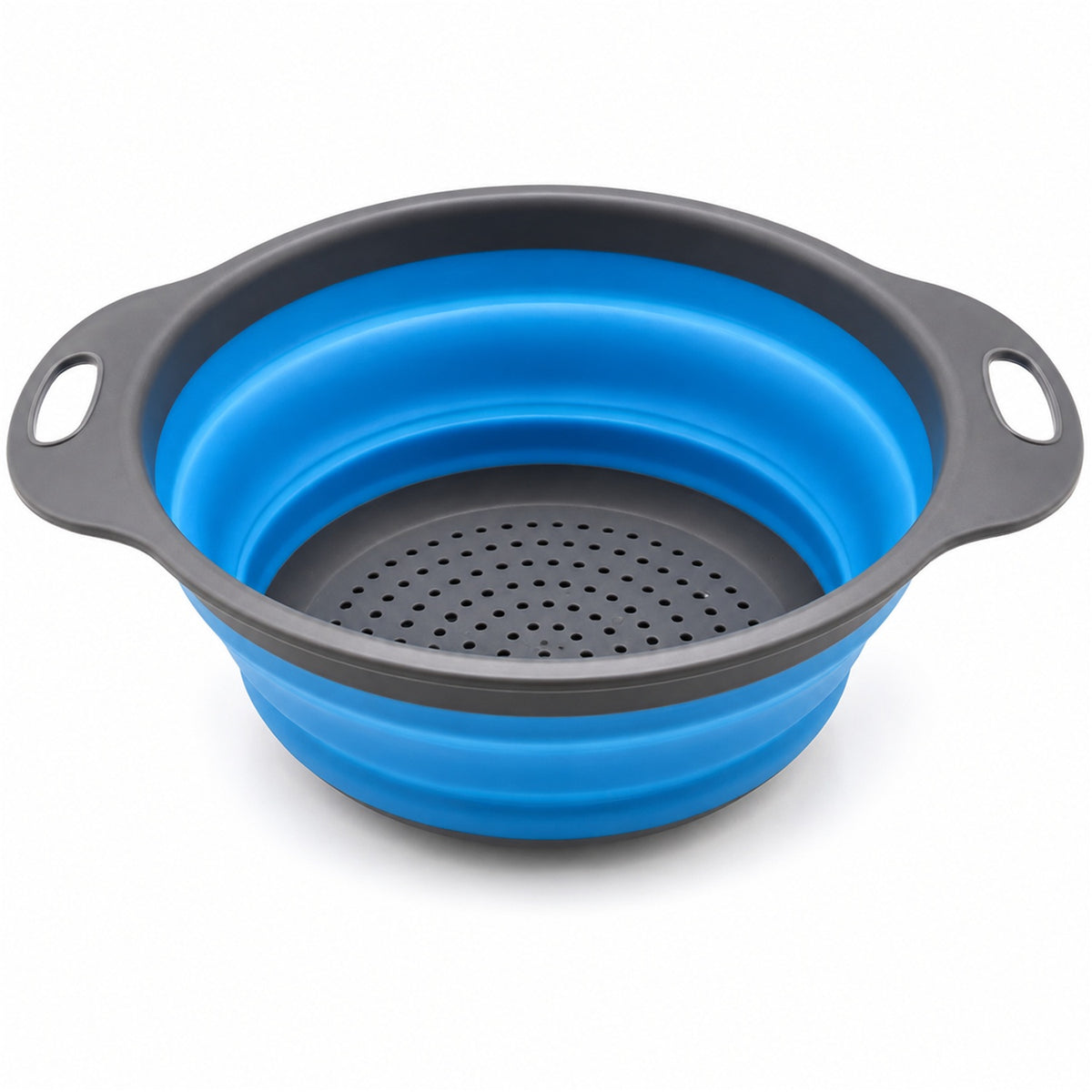 Foldable Silicone Strainer – Space-Saving Kitchen Drainer with Handles - white background