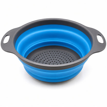 Foldable Silicone Strainer – Space-Saving Kitchen Drainer with Handles - white background