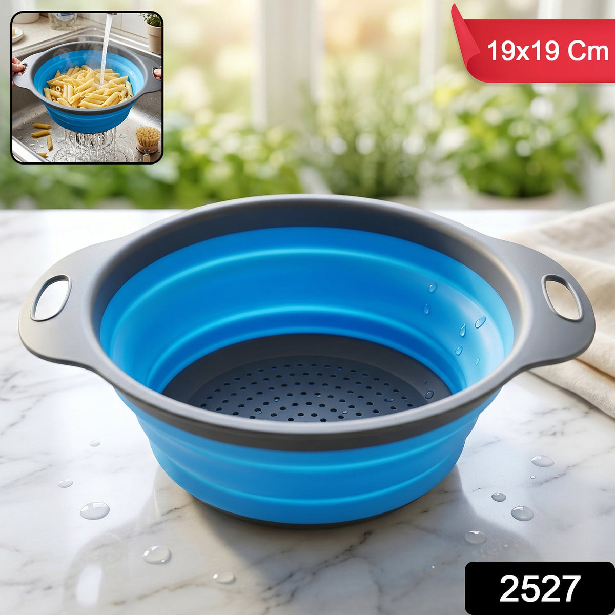 Foldable Silicone Strainer – Space-Saving Kitchen Drainer with Handles - SKU 2527_round_sili_strainer_1pc_no2