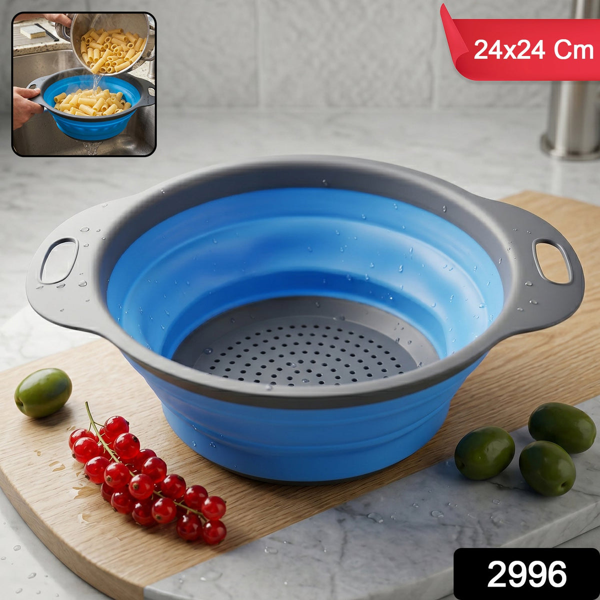 Silicone Collapsible Strainer – Space-Saving Kitchen Tool for Easy Draining - SKU 2996_round_sili_strainer_1pc_no1