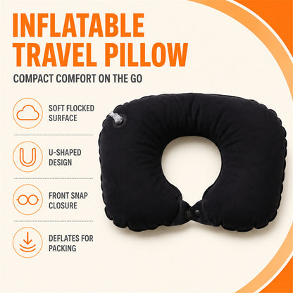 Inflatable Travel Neck Pillow – Soft, Portable & Self-Inflating Support - key features