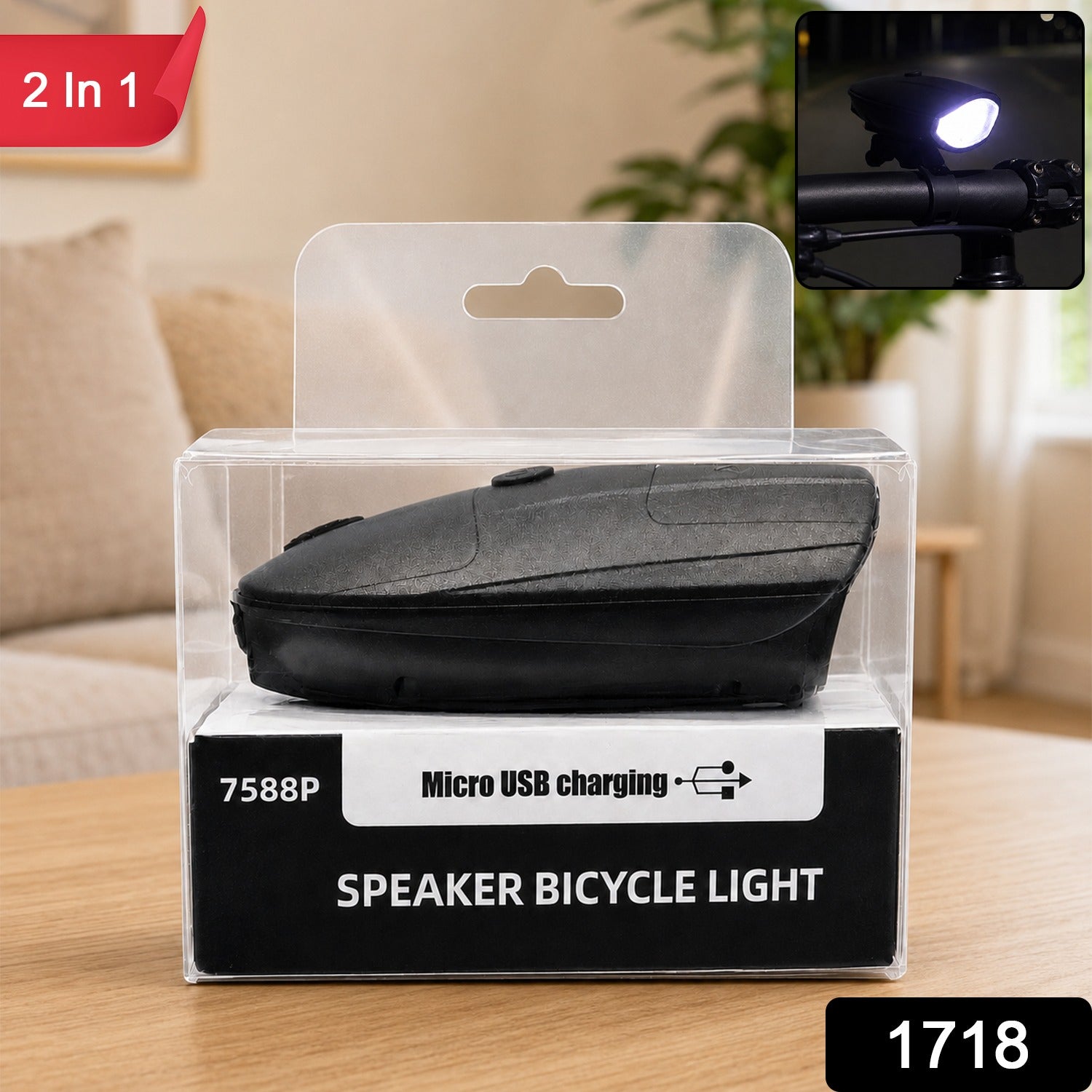 2-in-1 USB Rechargeable LED Bicycle Front Light for Night Riding