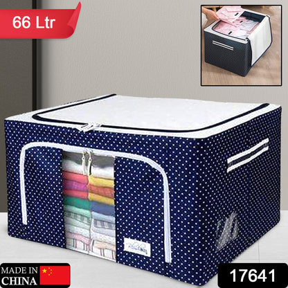 Large capacity storage bag holding blankets, bedding, and clothes.