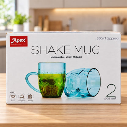 Apex Shake Mug Set for Kitchen, Juice, Lassi and Shake Mugs 350 ml (2 Pc Set)