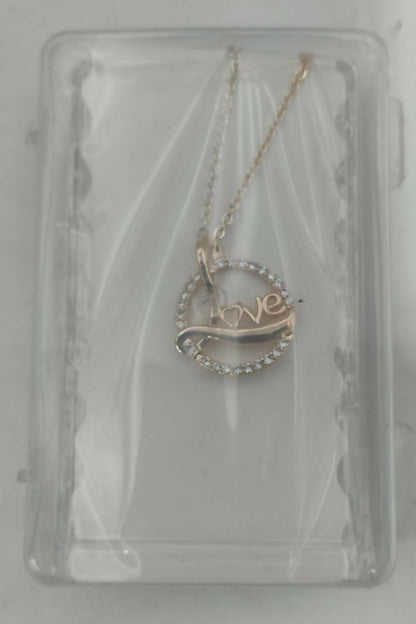 Rose Gold Plated Love Circle Necklace AD Pendant