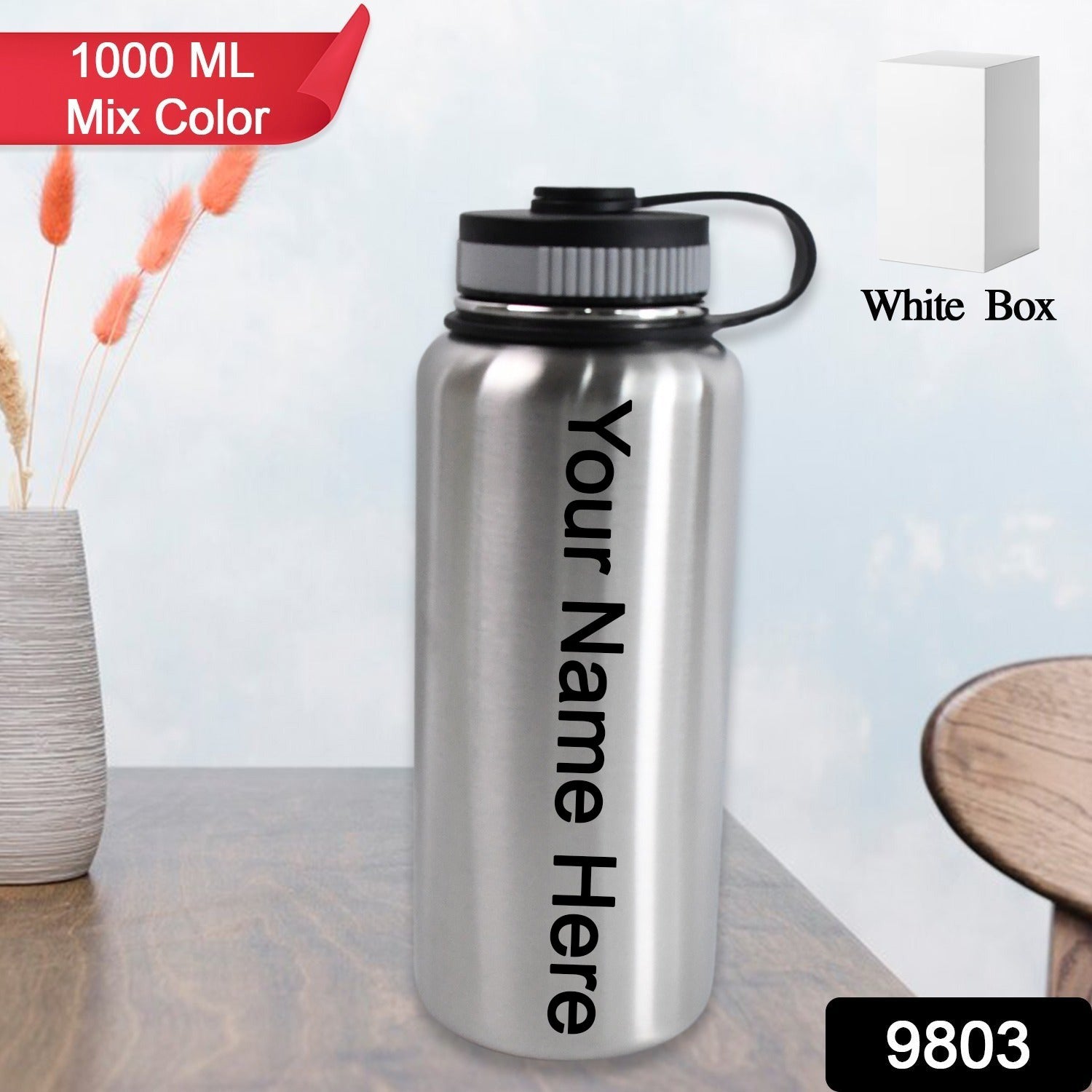 Customize Stainless Steel Double Wall Vacuum-Insulated Drink Water Bottle (1000 ML / Mix Color)