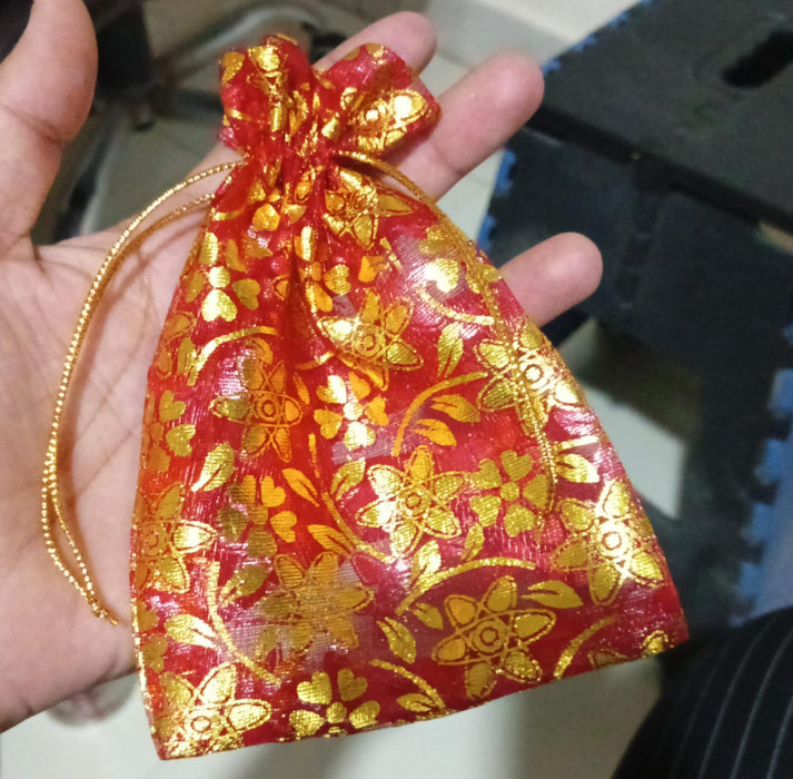 4527  Net Fabric Drawstring Pouch for Dry Fruits Packing, Organza Shagun Potli Baba, Wedding Party Favor Gift Bags