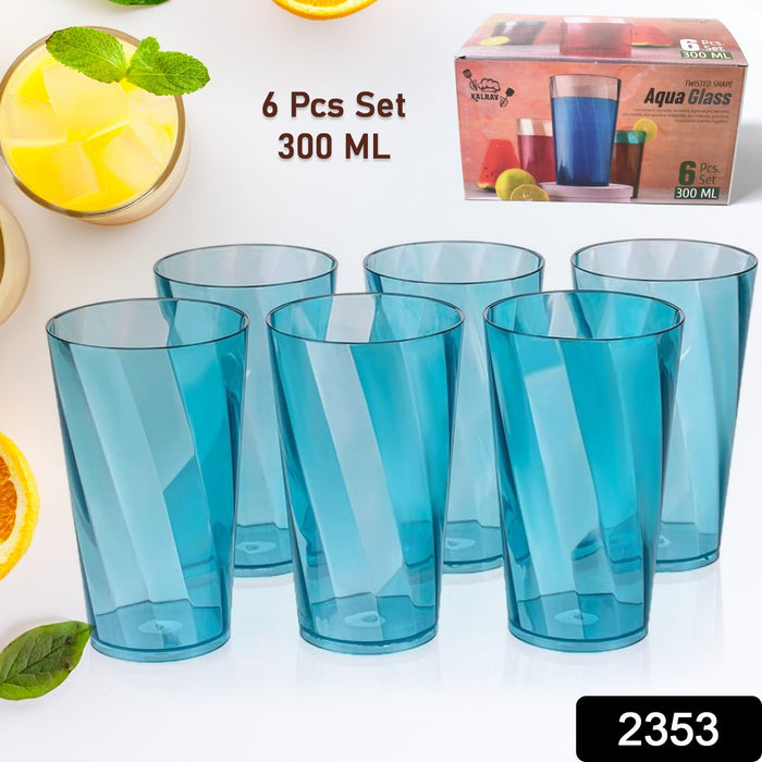 2353 Premium Juice and Water Glasses Set of 6 Transparent, 300ml, Drinking Water Glasses Stylish & Crystal Round Highball Glasses for Water, Juice & Cocktails, Glass Set of 6 for Water