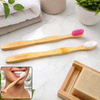 Bamboo Toothbrush Set – Eco-Friendly Medium Bristles (2 Pack)