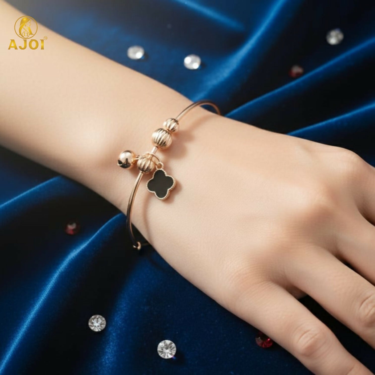 Adjustable Rose Gold Plated Charm Bracelet