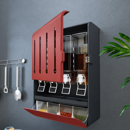 Wall Mounted Kitchen Oil Dispenser with 4 Removable Containers (1 Set)