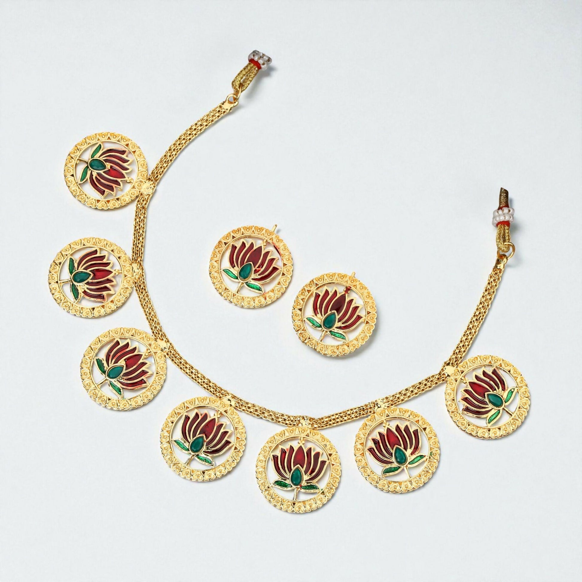 Temple Jewellery Lakshmi Coin Choker with Jhumka Earrings