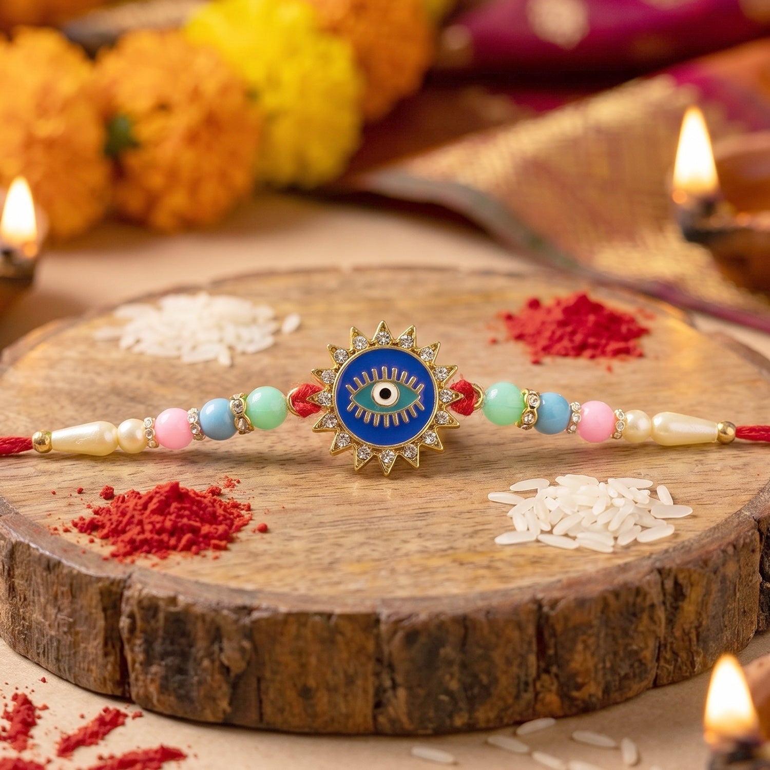 Evil Eye Sun Rays Rakhi Stylish & Protective for Bhai (10pcs)
