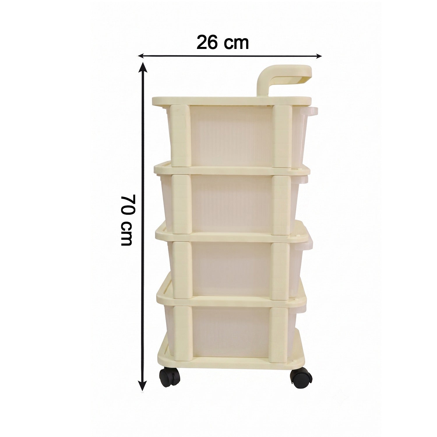 4-Tier Plastic Storage Trolley with Wheels, Rolling Drawer Organizer Cart (1 Pc)