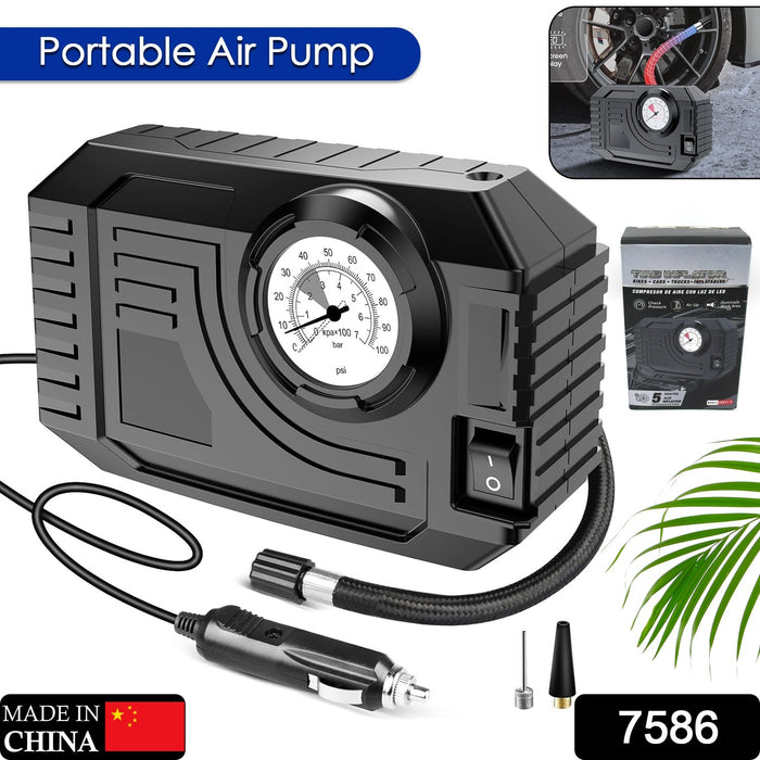 Tire Inflator Portable Air Compressor 12V Small Air Pump for Car Tires Bicycle Balloons, Cars, Bike, Bicycles and Other Inflatables with LED Light (12V)