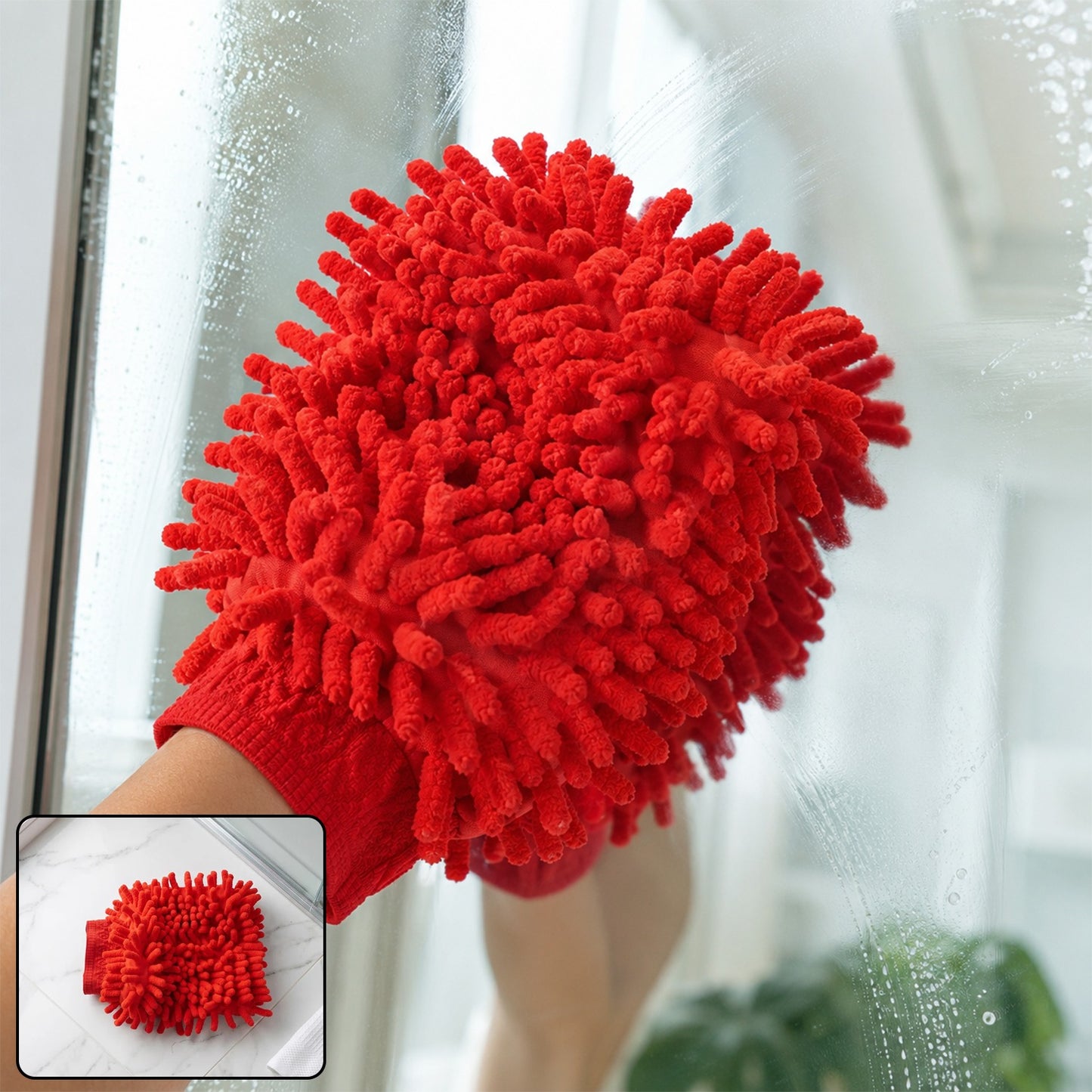 Microfiber Chenille Wash Glove for Mirror Cleaning Streak Free Mitt (1 Pc)
