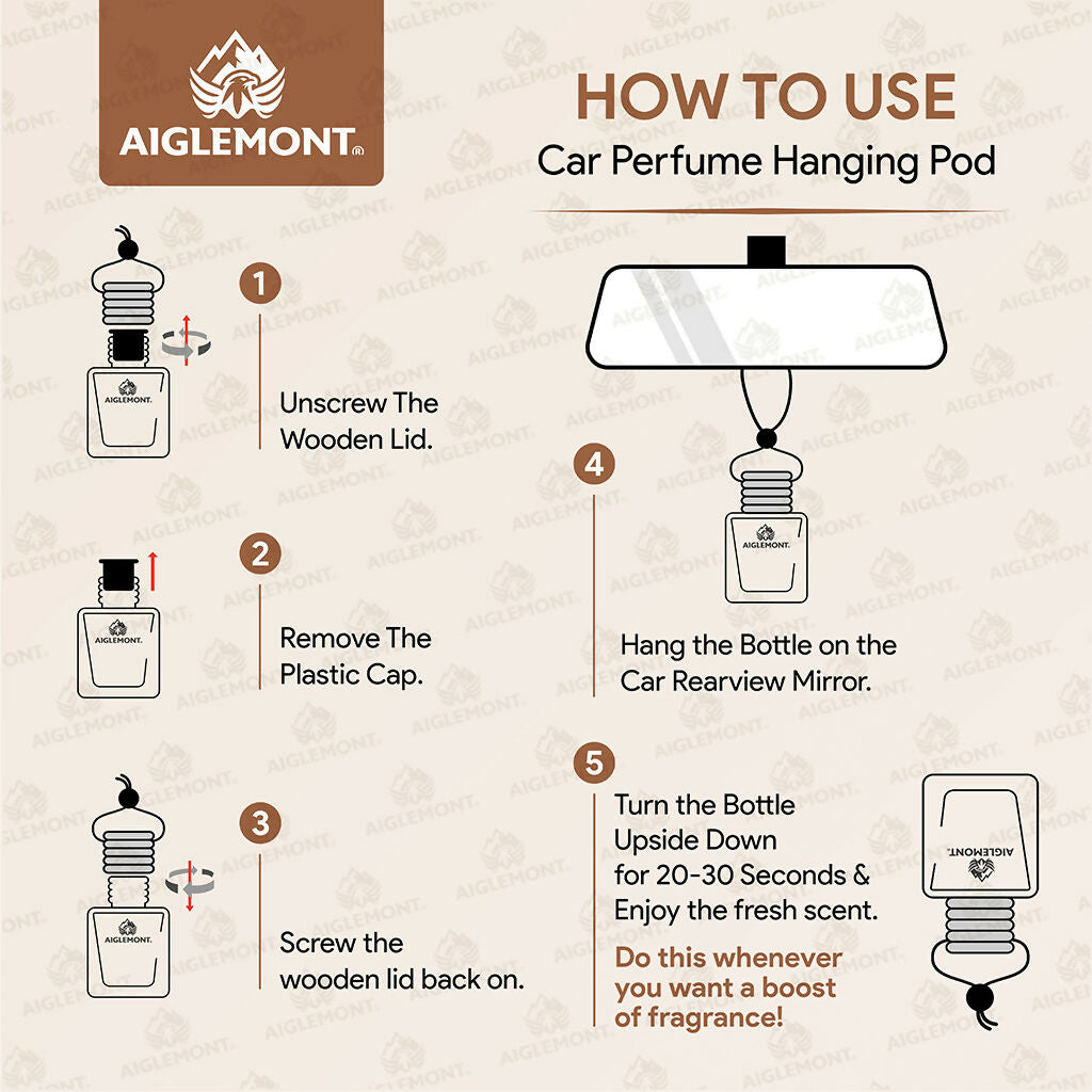 Aiglemont Amberwood Car Perfume Hanging Pod 10ml | Long-Lasting Car Air Freshener | Premium Car Interior Accessory