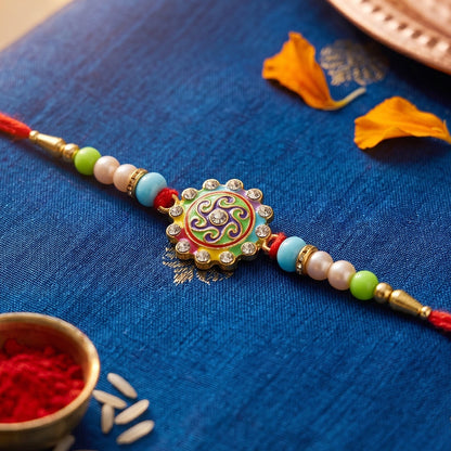Rakhi Vibrant Multicolor Floral Swirl Design for Raksha Bandhan (10pcs)