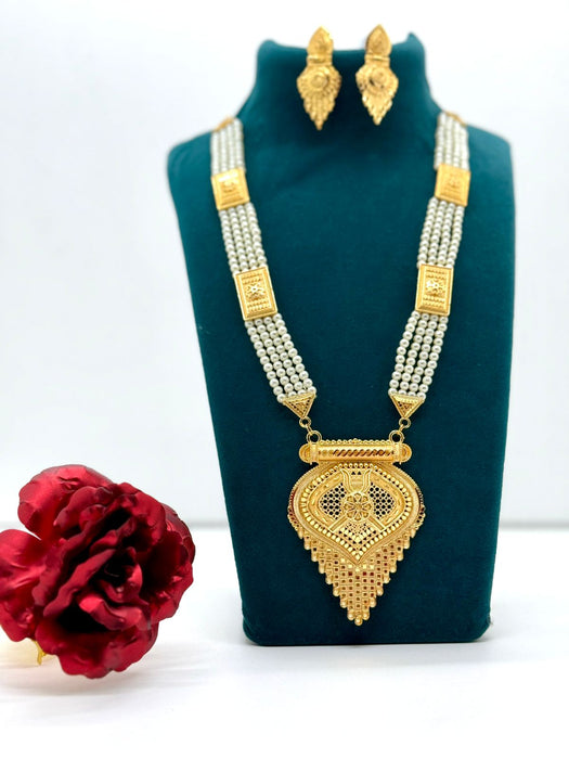 Moti Necklace Set With Earrings | Gold Plated Jewellery Set