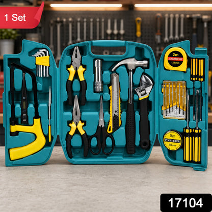 27 Pcs Home Repairing Tool Kit with Hammer Pliers Screwdrivers and Case (1 Set)