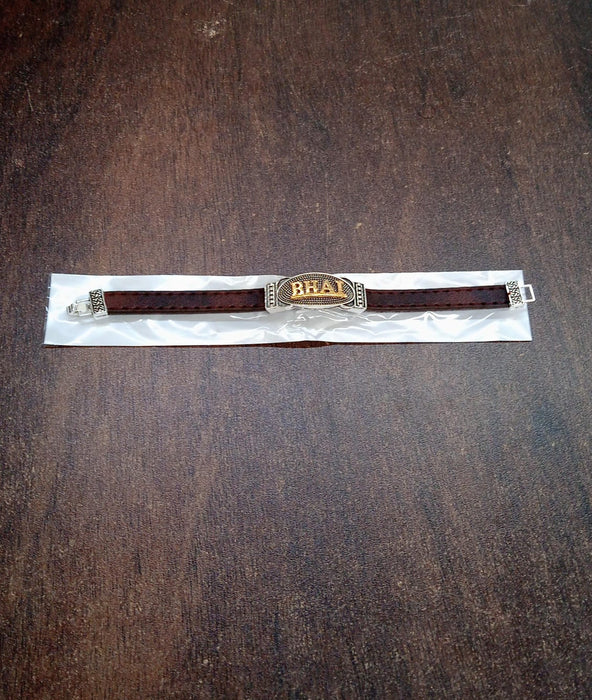 Bhai Design Printed Leather Belt Rakhi / Bracelet (1 Pc)