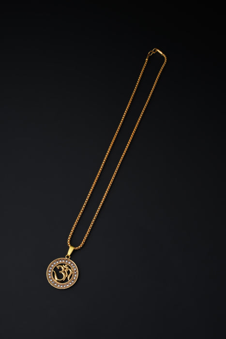 Om Diamond Pendant Gold Plated Gold-plated Brass