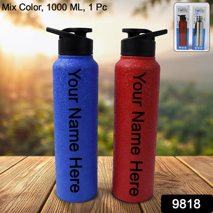 Customize Stainless Steel Water Bottle, Fridge Water Bottle (1000ML / Mix Colour / 1 Pc)