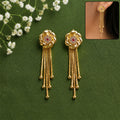 Gold Spiral Blossom Dangle Earrings with Multi-Strand Chain Tassels...
