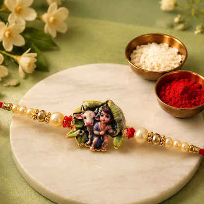 Bal Krishna Rakhi Pearl Beaded Designer Rakhi for Brother (10pcs)