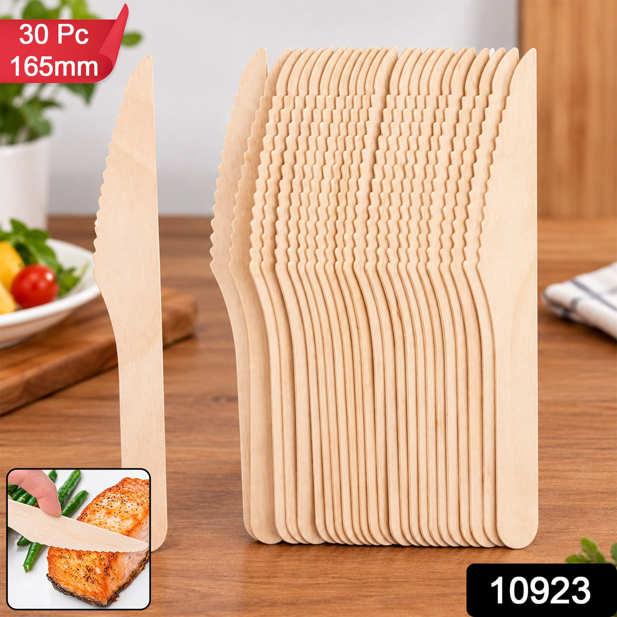 Wooden Knife – 165mm Smooth, Eco-Friendly Cutlery 30 Pcs Pack