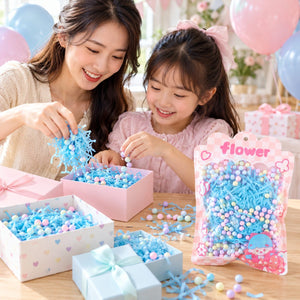 Pastel Foam Balls & Raffia Grass Filler Combo for Gifts and Crafts (1 Set)
