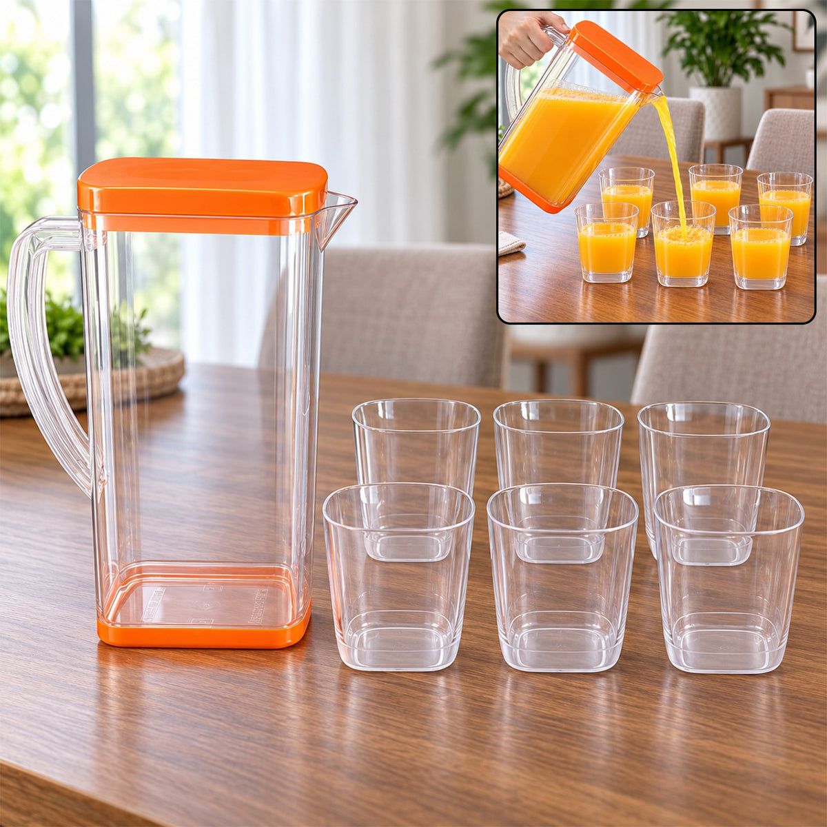 Plastic Water Jug Set 2L with 6 Glasses – BPA-Free | hydrozilla
