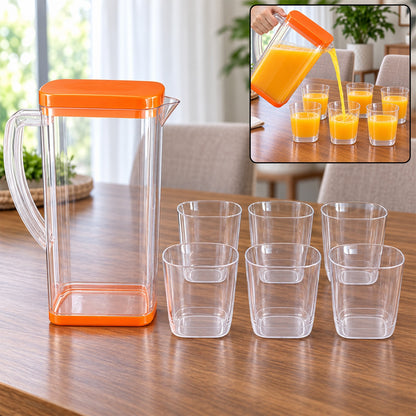 Plastic Water Jug Set 2L with 6 Glasses – BPA-Free | hydrozilla