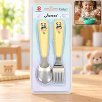 Kids Cartoon Spoon and Fork Set with Easy Grip Handles (2 Pc)