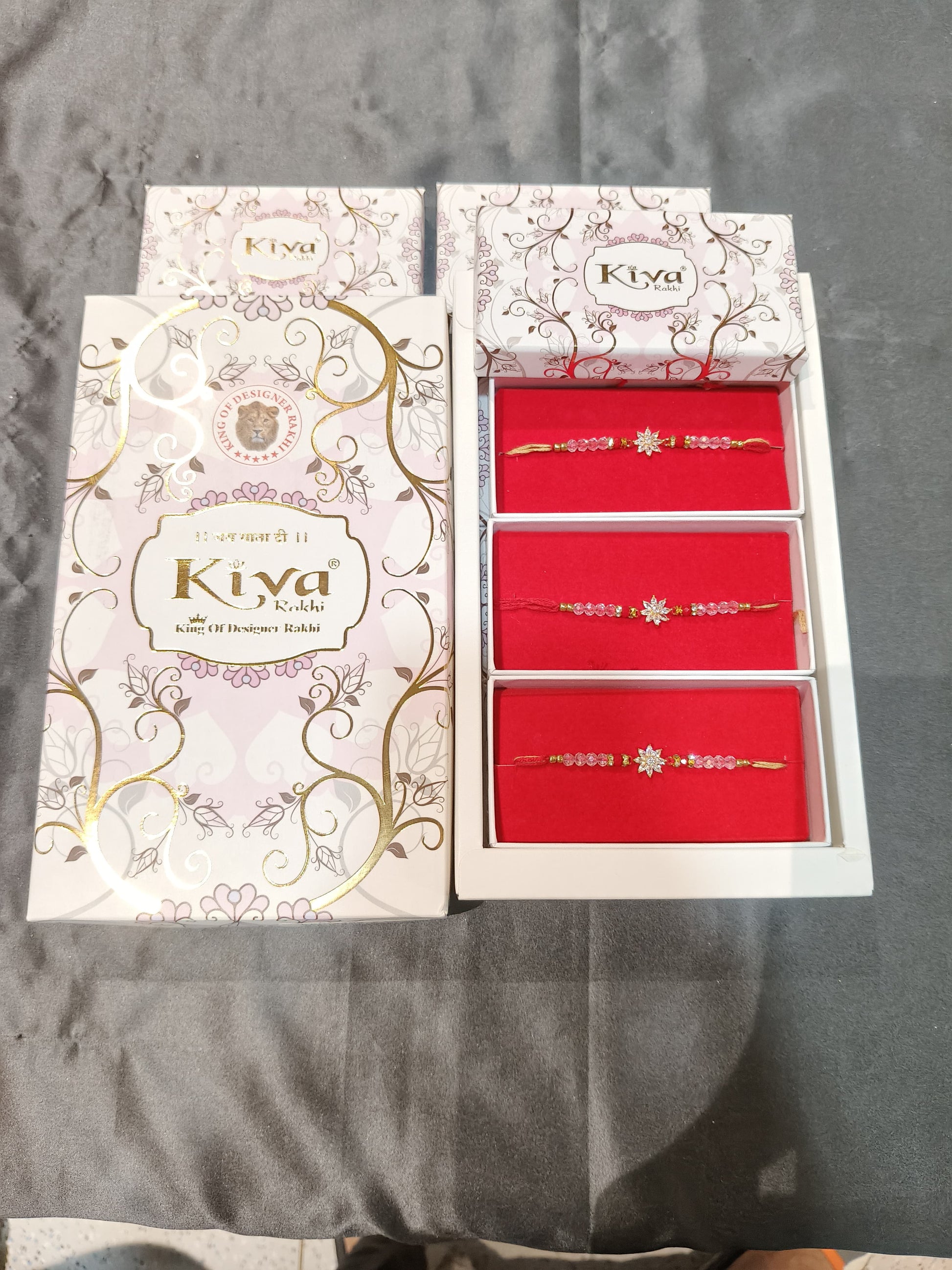 Elegant Crystal Floral 6 Pc Rakhi with Beads – Premium Designer Rakhi for Brother