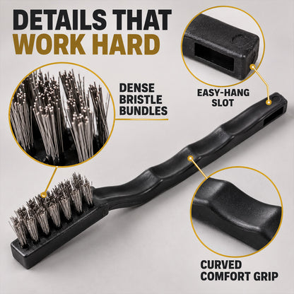 Multipurpose Brass, Steel and Nylon Cleaning Brush Set (3 Pc)