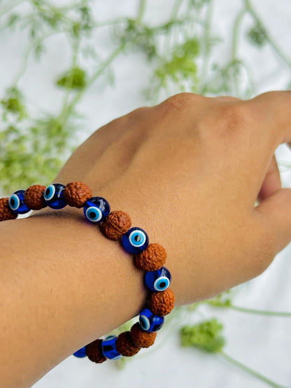 Evil Eye and Negative Energy Protect Bracelet (Rudraksh & Evil Eye)