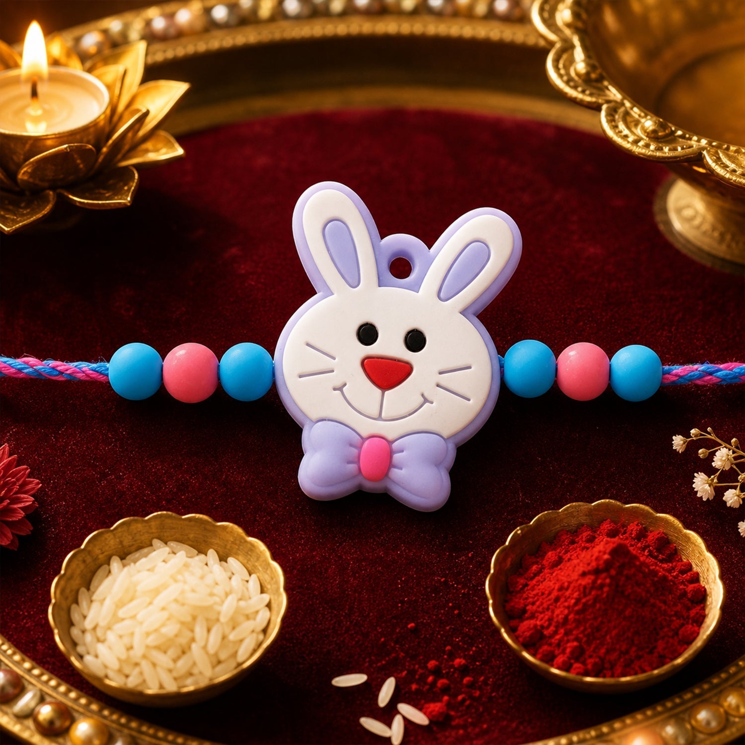 Bunny Kids Rakhi Set with Choco Almonds, Pack of 3