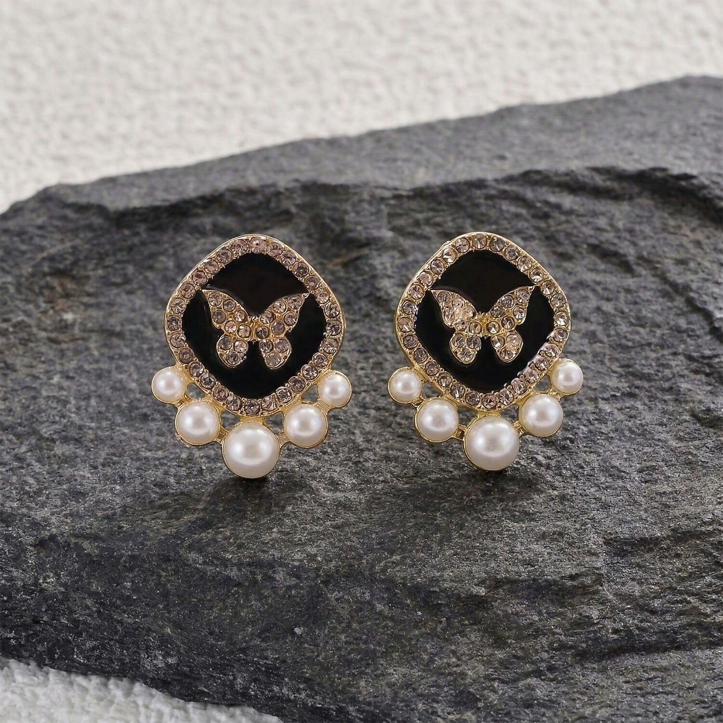 Luxury Butterfly Pearl Stud Earrings for Women And Girls