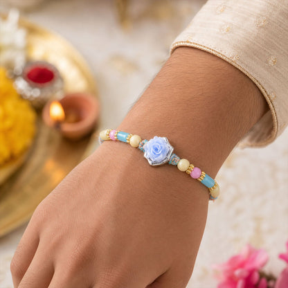 Rose Flower Rakhi for Brother Traditional Beaded Design (5pcs)