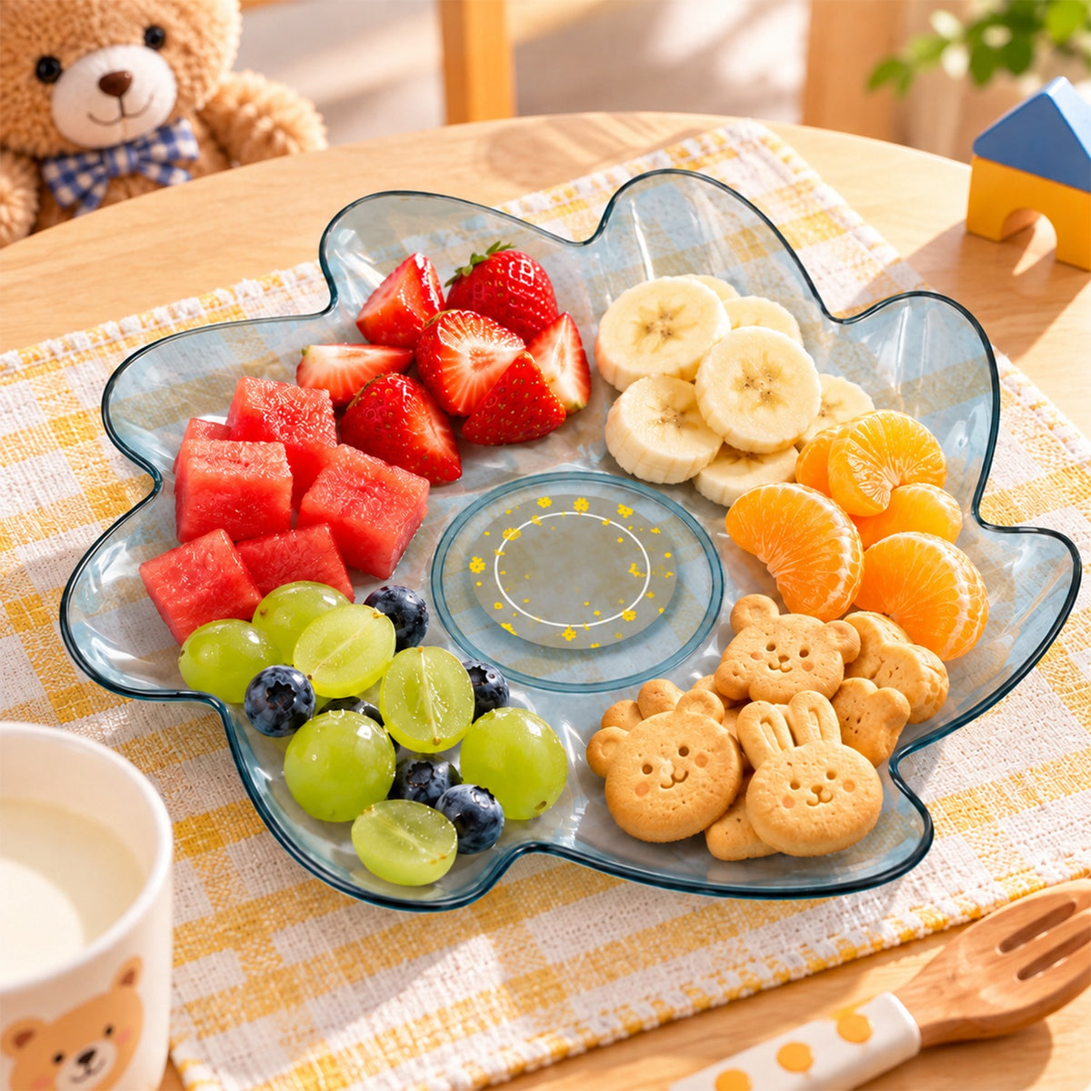 Flower Shape Plastic Plate for Kitchen and Dining, Snack and Fruit Plate (1 Pc)