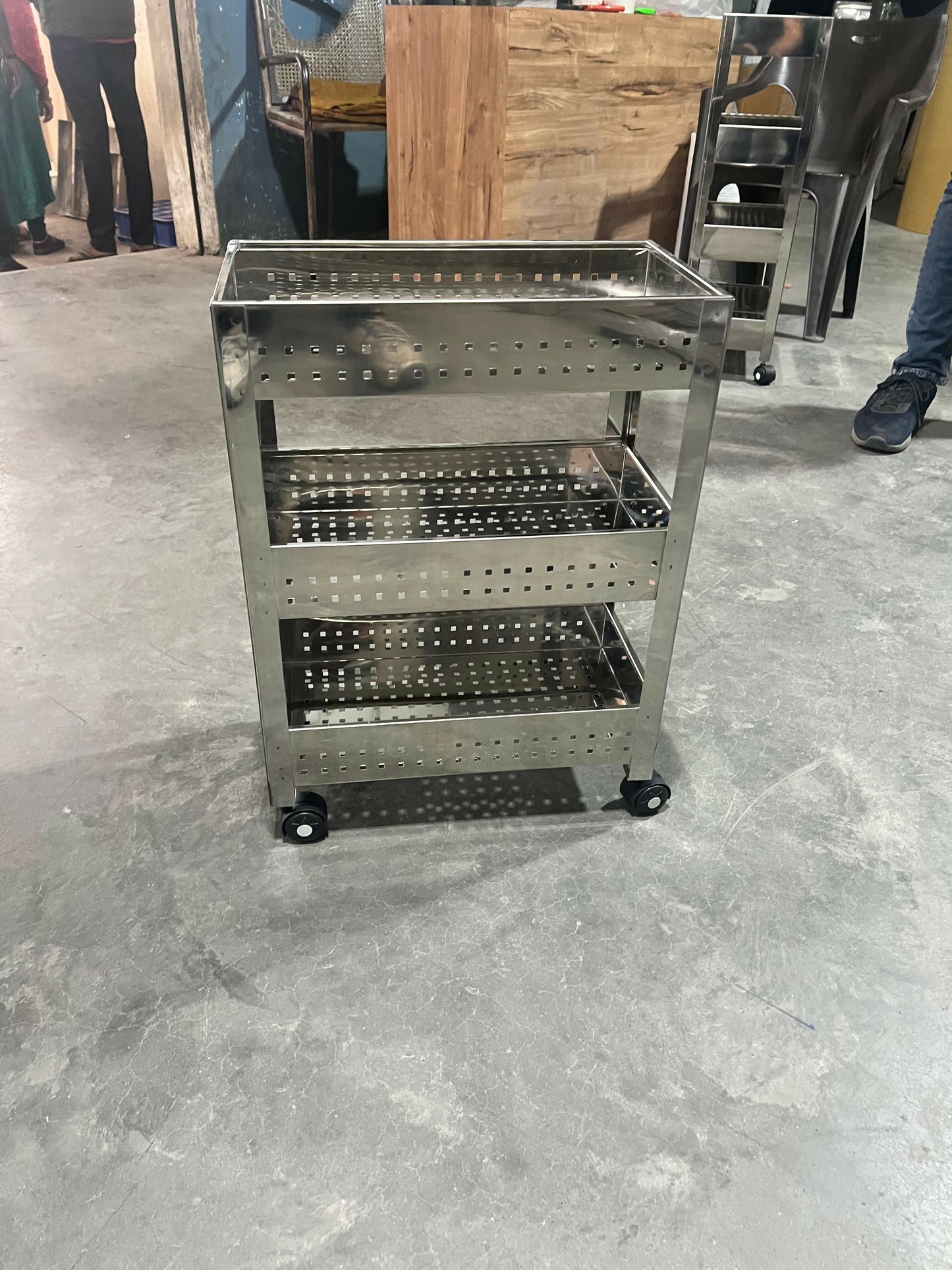 Stainless Steel 3-Tier Vegetable Storage Trolley Silver