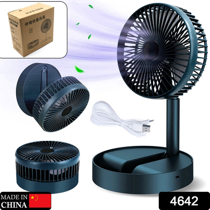 4642 Telescopic Electric Desktop Fan, Height Adjustable, Foldable & Portable for Travel/Carry | Silent Table Top Personal Fan for Bedside, Office Table (Battery Not Include)