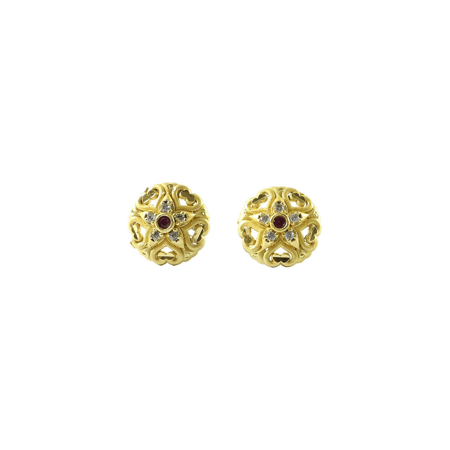 Lightweight gold earrings with intricate floral work for festive wear