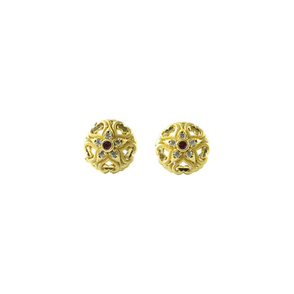 Lightweight gold earrings with intricate floral work for festive wear