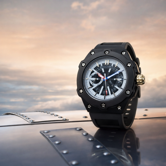 Men’s Premium Black Dial Analog Wrist Watch with Silicone Strap