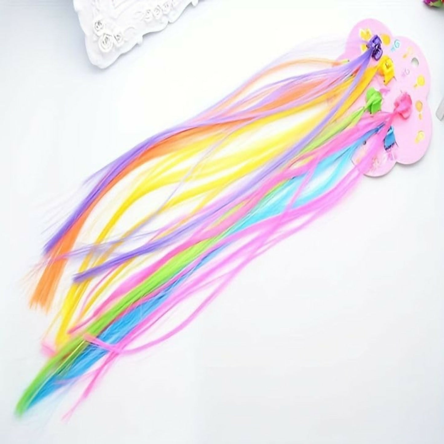 Kids Hair Braid Extensions with Clips | Fun Party Hair Accessories Pack of 6