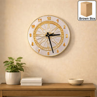 Grey Resin Art Wall Clock with TimeCycle & Mandala Gold Detailing (10x10)