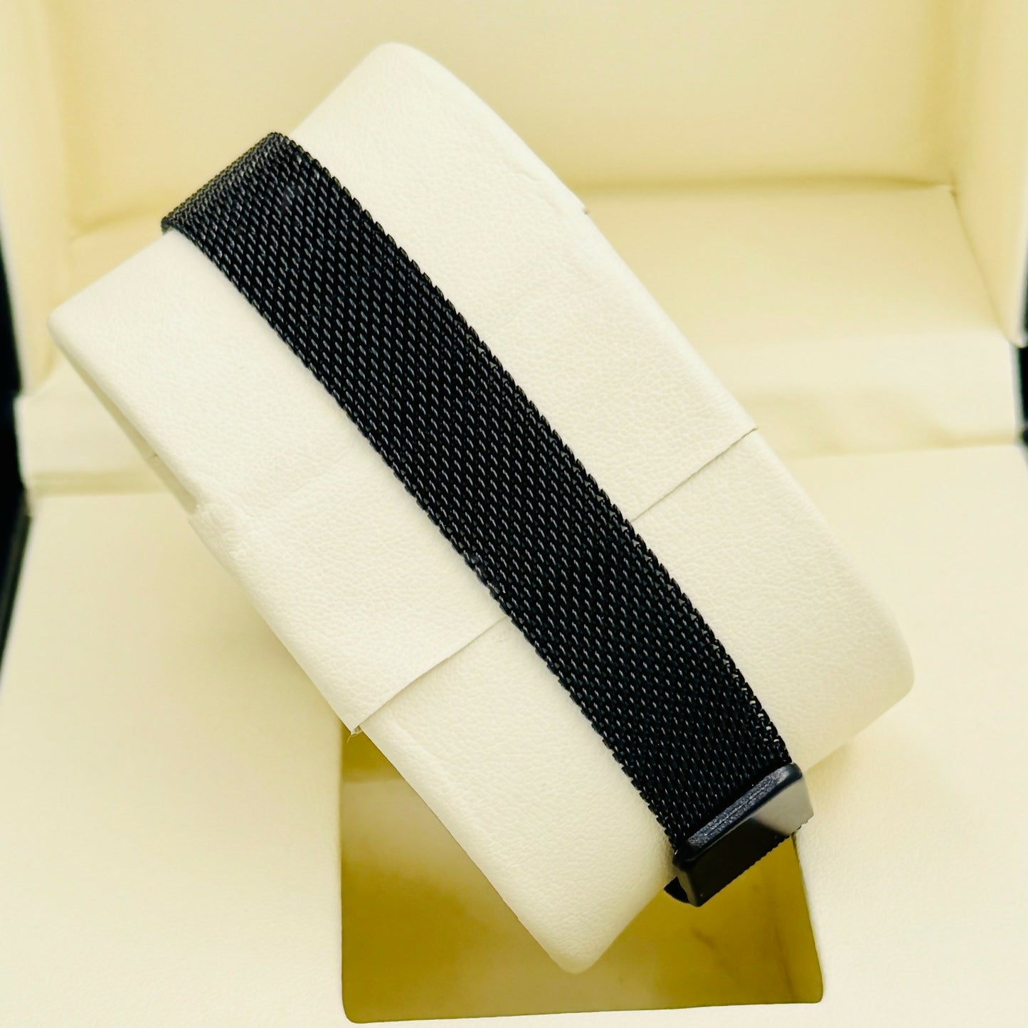 Square Black Case Mesh Strap Analog Watch