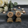 Antique Gold Jhumka Earrings – Elegant Pearl Cluster Design